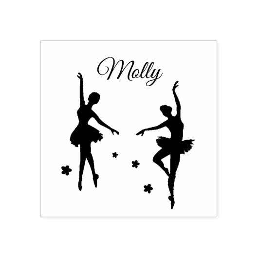 Niedlicher Name Ballerina Custom Initial Gummistempel (Prägung)