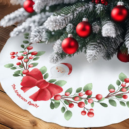 Niedlicher Name der Familie Santa Christmas Berrie Polyester Weihnachtsbaumdecke