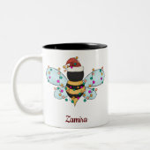 Niedlicher Name der Funny Bee Personalisiert Weihn Zweifarbige Tasse (Links)