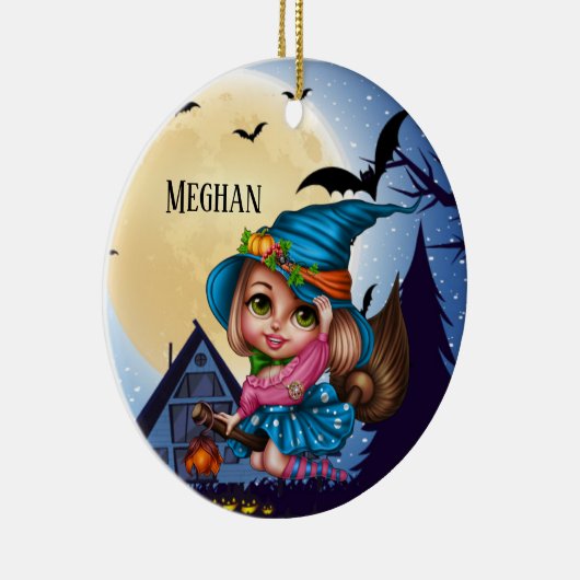 niedlicher Name der Halloween-Hexe Keramik Ornament (Rechts)