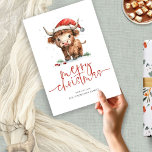 Niedlicher Name der Highland Kuh Frohe Weihnachten<br><div class="desc">Niedlicher Name der Hochlandkuh Frohe Weihnachten. Verfügbar in digitaler Form und gedruckt. Feierliche Köstlichkeit für Ihre Urlaubswünsche,  mit diesem lustigen Design mit einer süßen Hochlandkuh in seiner Weihnachtsmannmütze. Frohe Weihnachten ist in einem modernen Set Skript und leicht personalisieren Sie Ihren Gruß und Namen unter.</div>