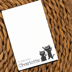 Niedlicher Name der Katze aus schwarzem Cartoon Post-it Klebezettel