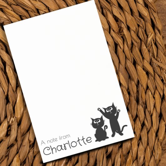 Niedlicher Name der Katze aus schwarzem Cartoon Post-it Klebezettel