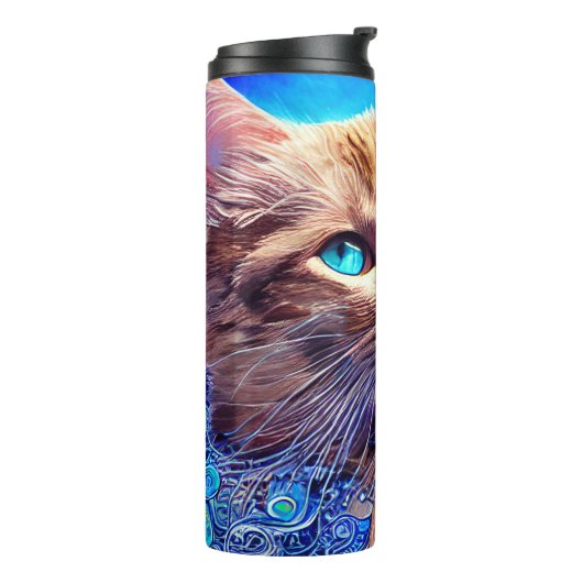 Niedlicher Name der Katze Personalisiert Thermosbecher (Nach links gedreht)