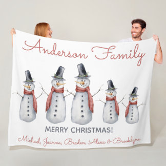 Niedlicher Name der Privatfamilie Snowman Frohe We Fleecedecke