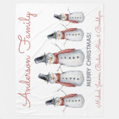 Niedlicher Name der Privatfamilie Snowman Frohe We Fleecedecke (Vorderseite)
