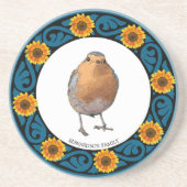Niedlicher Name der Robin-Vogelsonnenblume Getränkeuntersetzer (Vorne)