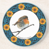 Niedlicher Name der Robin-Vogelsonnenblume Getränkeuntersetzer (Vorne)