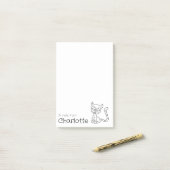 Niedlicher Name der schwarzen Cartoon Post-it Klebezettel (Auf Schreibtisch)