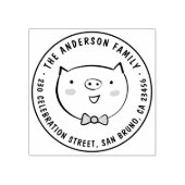 Niedlicher Name der Tierfamilie Runde Rücksendeadr Gummistempel (Prägung)