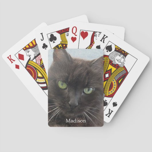 Niedlicher Name des Fotos "Black Cat" Spielkarten (Rückseite)