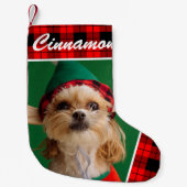 Niedlicher Name des Fotos Kariert Kleiner Weihnachtsstrumpf (Vorderseite)