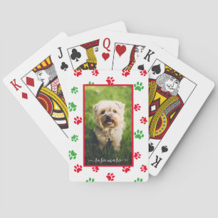 Niedlicher Name des Fotos Red Green Paw Prints Hol Spielkarten