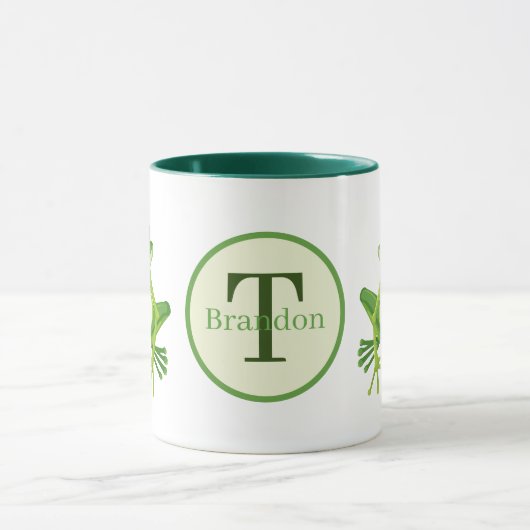 Niedlicher Name des Frosches in Monogramm Tasse (Zentrum)