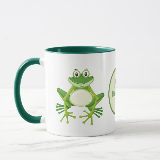 Niedlicher Name des Frosches in Monogramm Tasse (Links)