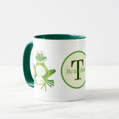 Niedlicher Name des Frosches in Monogramm Tasse (Vorderseite Links)