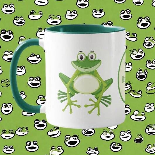 Niedlicher Name des Frosches in Monogramm Tasse