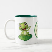 Niedlicher Name des Frosches in Monogramm Zweifarbige Tasse (Links)