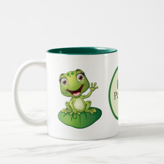 Niedlicher Name des Frosches in Monogramm Zweifarbige Tasse (Links)