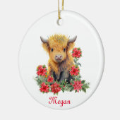 Niedlicher Name des Hochlandkuhweihs Personalisier Keramik Ornament (Links)