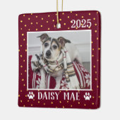 Niedlicher Name des Hundes Jahr Paw Prints Holiday Keramikornament (Links)