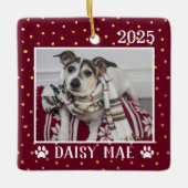 Niedlicher Name des Hundes Jahr Paw Prints Holiday Keramikornament (Vorderseite)
