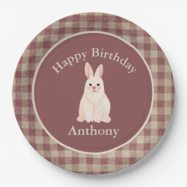 Niedlicher Name des Kaninchens Wasserfarbe Geburts Pappteller