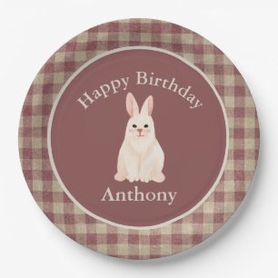 Niedlicher Name des Kaninchens Wasserfarbe Geburts Pappteller