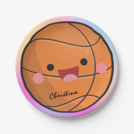 Niedlicher Name des Kawaii Basketball Ball Players Pappteller