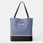 Niedlicher Name des Monogrammes Erstschwarzes Blau Tasche (Rückseite)