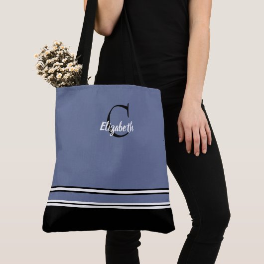 Niedlicher Name des Monogrammes Erstschwarzes Blau Tasche (Von Nahem)