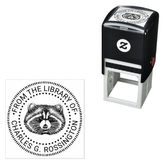 Niedlicher Name des Raccoon-Bücherbuchs Permastempel (Beispiel)