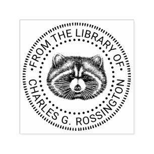 Niedlicher Name des Raccoon-Bücherbuchs Permastempel