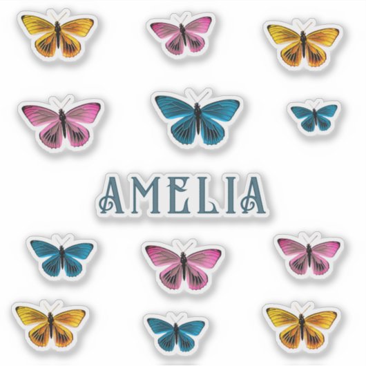 Niedlicher Name des Schmetterlings Aufkleber (Vorderseite)