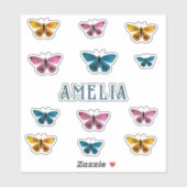 Niedlicher Name des Schmetterlings Aufkleber (Blatt)