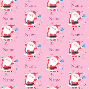 Niedlicher Name des Weihnachtsmanns Rosa Geschenkpapier