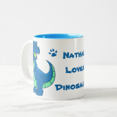 Niedlicher Name Dinosaurier Zweifarbige Tasse (Vorderseite Links)