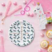 Niedlicher Name eines Kindes Geburtsdatum Blaues E Pappteller (Party)