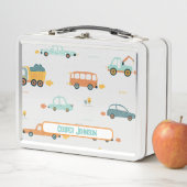 Niedlicher Name eines pastellblauen und orangefarb Metall Brotdose (Beispiel)