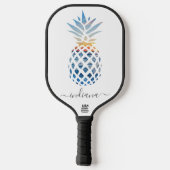 Niedlicher Name für Monogram Pineappal Coastal Bea Pickleball Schläger (Rückseite)