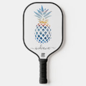 Niedlicher Name für Monogram Pineappal Coastal Bea Pickleball Schläger (Vorderseite)