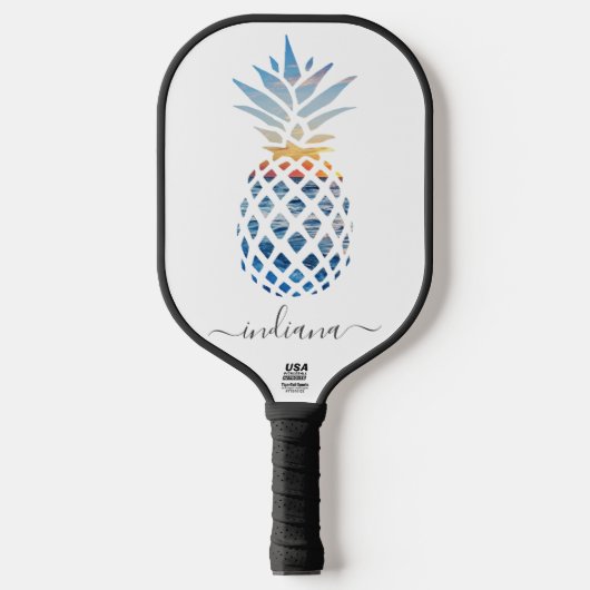 Niedlicher Name für Monogram Pineappal Coastal Bea Pickleball Schläger (Vorderseite)