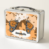 Niedlicher Name Initial Orange Monarch Butterfly Metall Brotdose (Vorderseite)