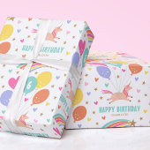 Niedlicher Name jedes Alters glücklich Geburtstag Geschenkpapier