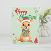 Niedlicher Name Kangaroo santa Weihnachtsfeiertag Feiertagskarte (Stehend Vorderseite)