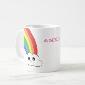 Niedlicher Name Kawaii Cloud Rainbow Kid Kaffeetasse (Vorderseite Links)