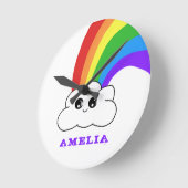 Niedlicher Name Kawaii Cloud Rainbow Kid Runde Wanduhr (Winkel)