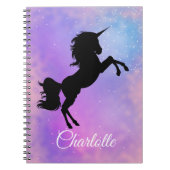 Niedlicher Name-lila Regenbogen-GalaxieUnicorn Notizblock (Vorderseite)