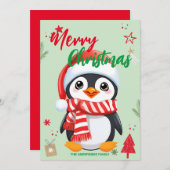 Niedlicher Name Penguin santa Weihnachtsfeiertag Feiertagskarte (Vorne/Hinten)