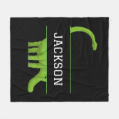Niedlicher Name Personalisiert Dinosaurier Black Fleecedecke (Vorderseite (Horizontal))